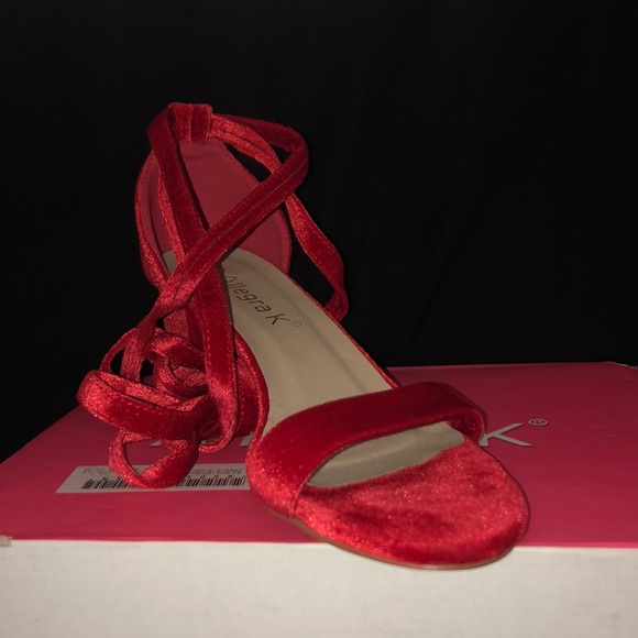Red Open Toe Slingbacks - Picture 3 of 4